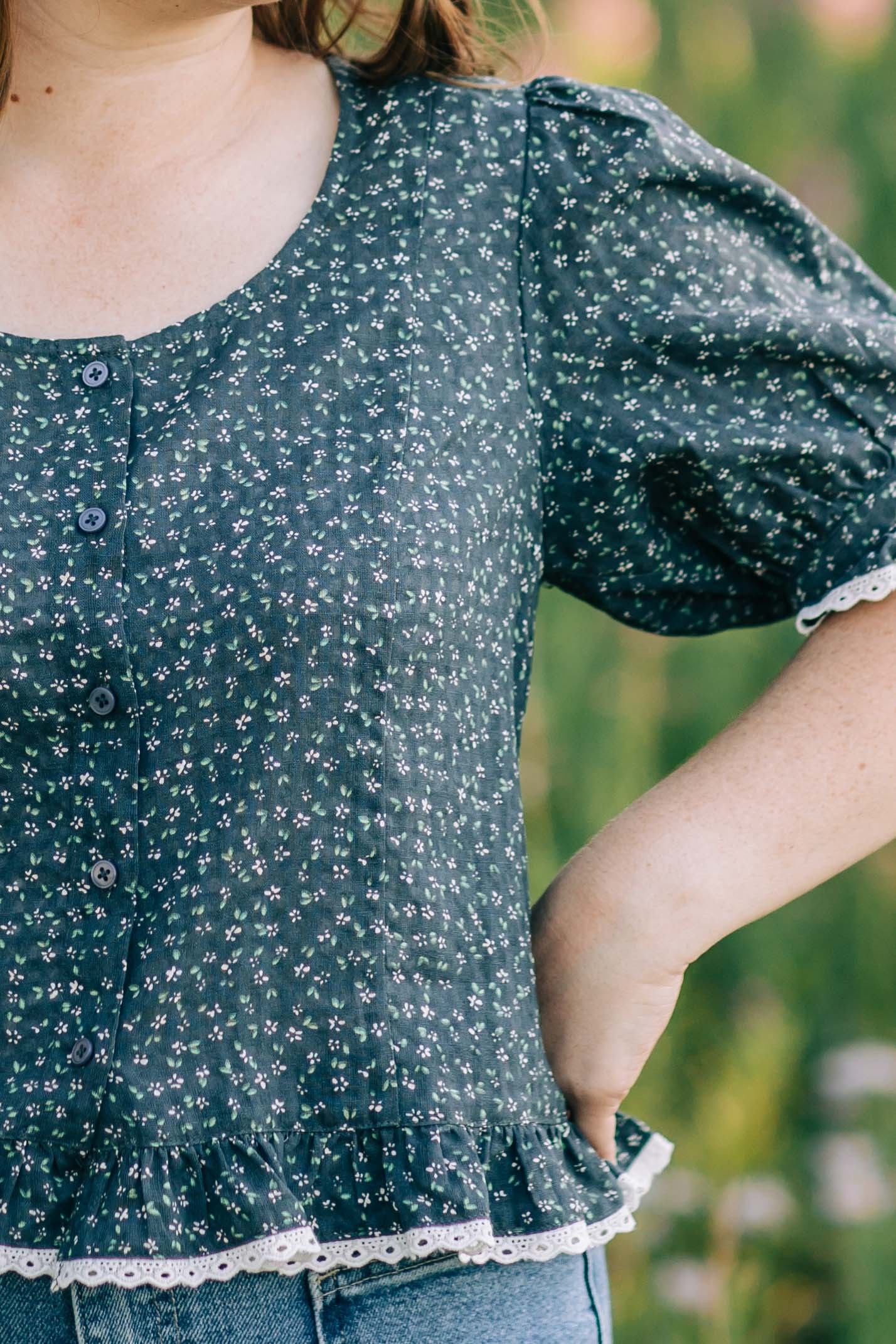 Charlie Top--Navy Floral